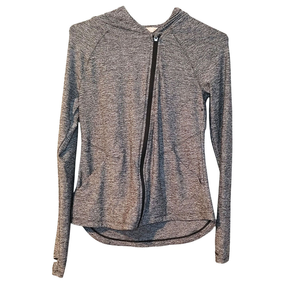 Athleta Size Extra Small XS Long Sleeve Zipper Jacket Pockets Heathered Grey